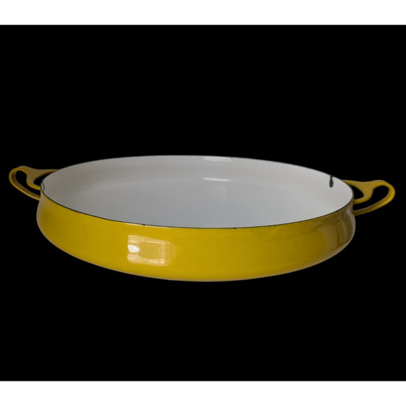 Vtg Dansk Designs Kobenstyle Yellow Enamel Steel Paella Round Pan 13" 1960s - Picture 2 of 16